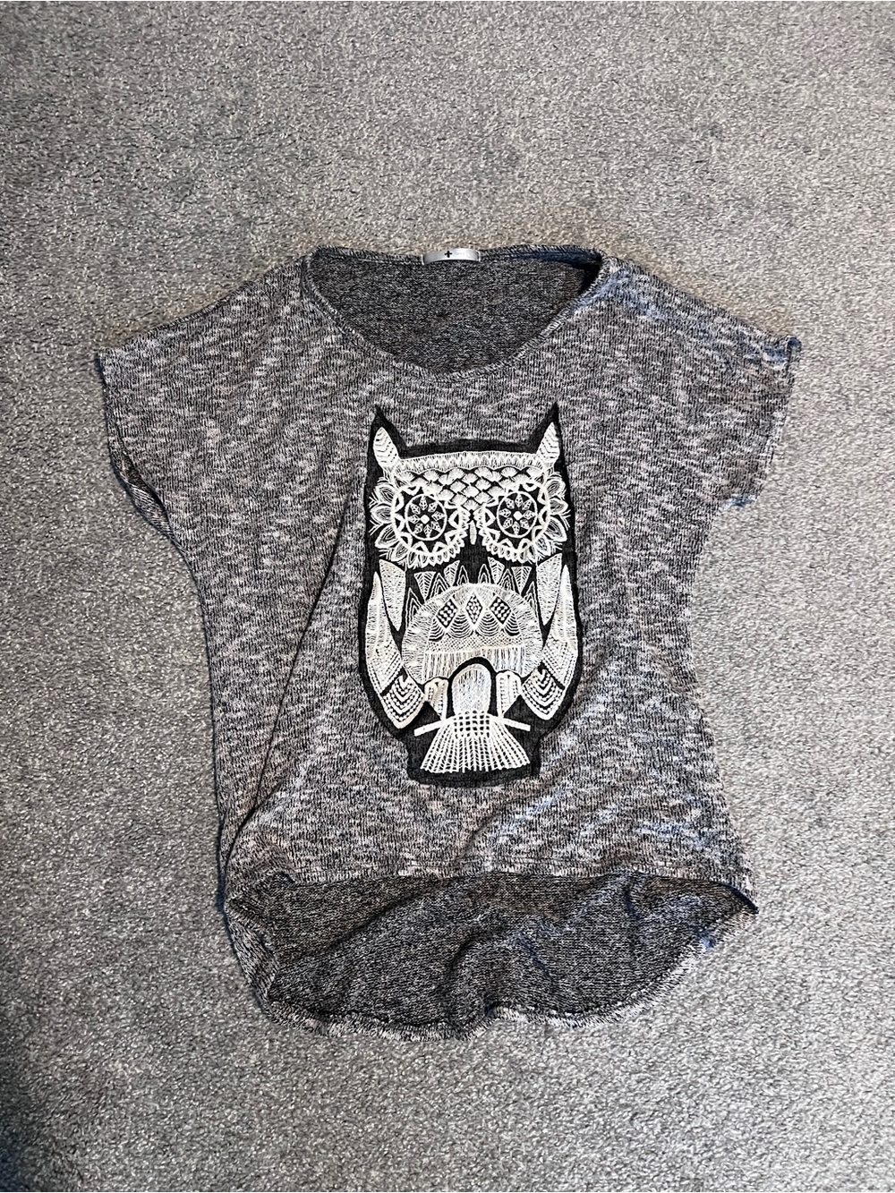 Blu Planet Grey Short Sleeve Tee with White Owl Graphic